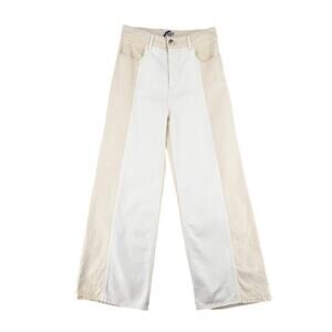 Just Female NWT Off White Two-Tone Calm Wide Leg High Rise Ankle Denim Jeans